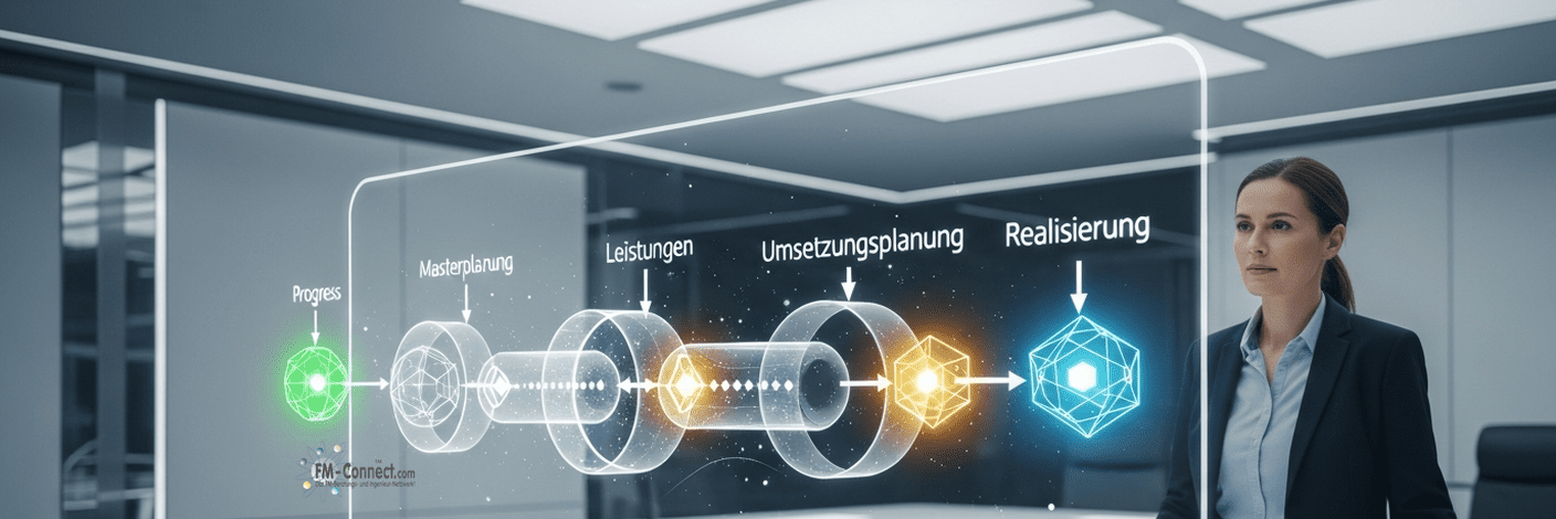 Projektpipeline und Decision Gates im Masterplan mit strukturierten Entscheidungs- und Umsetzungsprozessen
